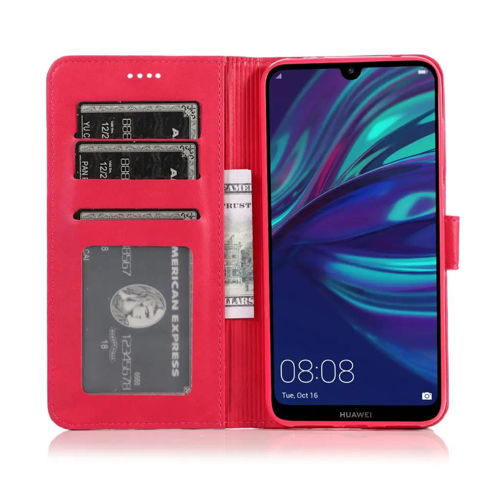 Кожаный флип-чехол-кошелек для Huawei Y7, Модный Роскошный чехол для телефона из искусственной кожи, силиконовый плотный чехол для Huawei