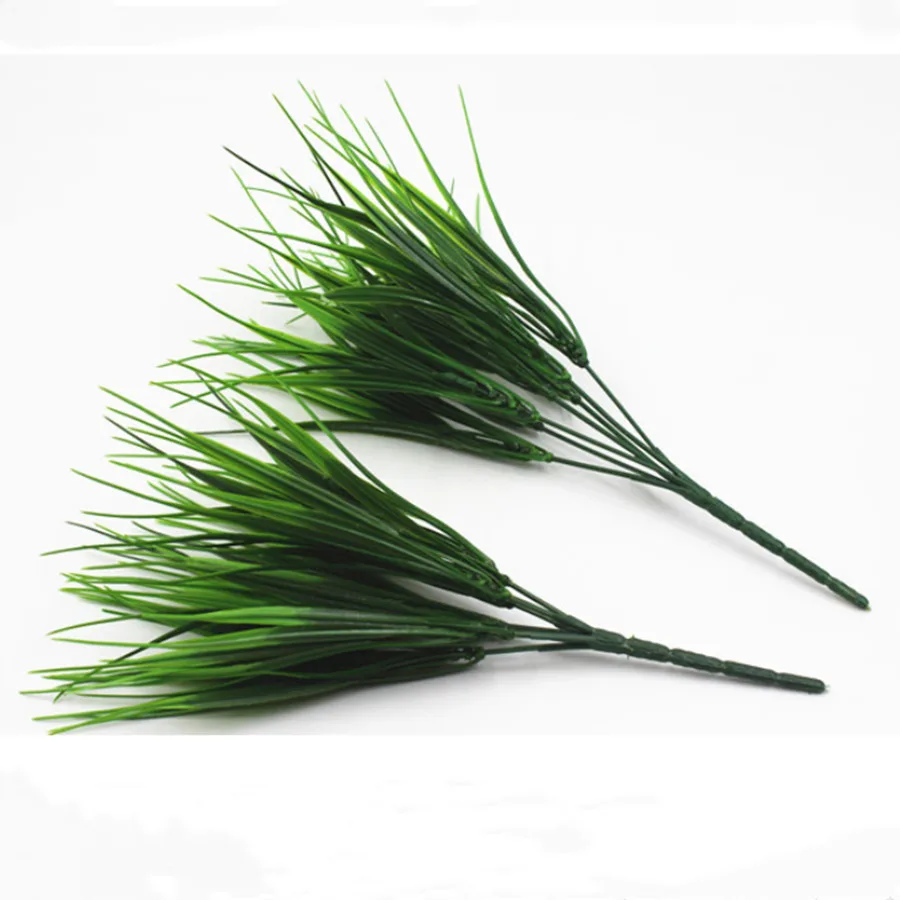 7-fork Green Imitation Plastic Artificial Grass Leaves Plant for Engagement Wedding Home Decoration Clover Plants Table Decors