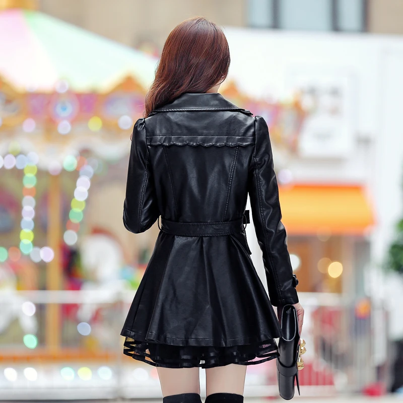 Куртка модная черная 7XL кружевная юбка пальто средней длины тонкая женская