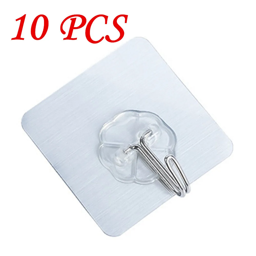 10 шт. прозрачные крючки для ванной комнаты самоклеящиеся настенные дверей