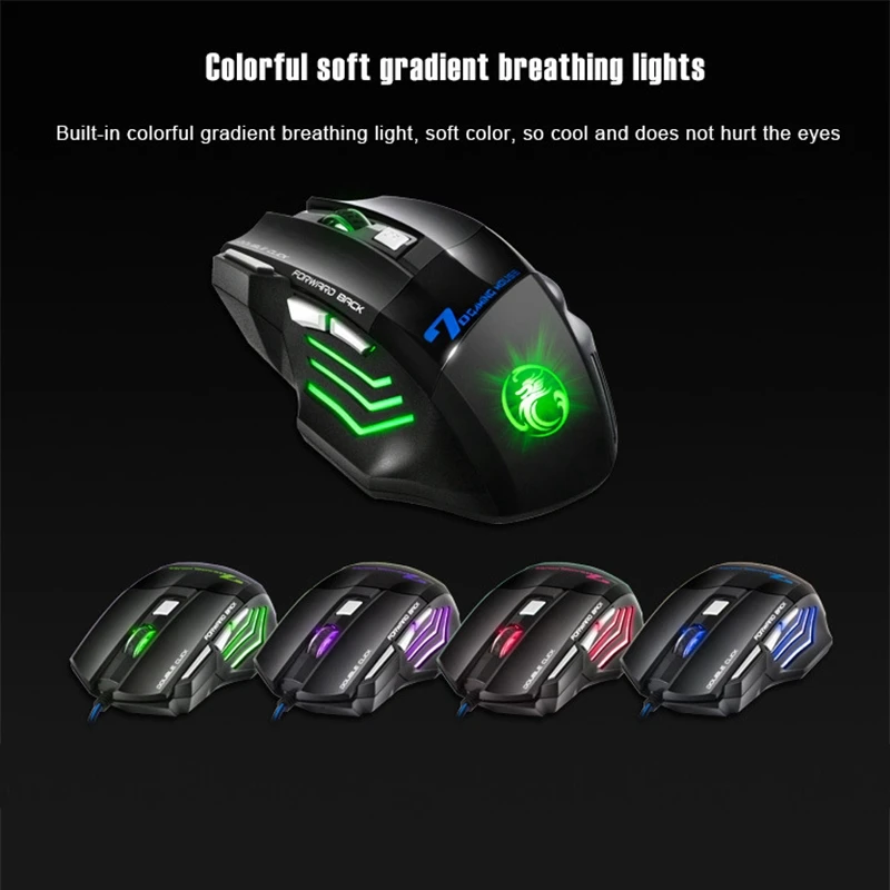 

IMice X7 Computer Mouse, Rgb Four-Speed Adjustable Dpi Gaming Optical Mouse for Pc and Laptop