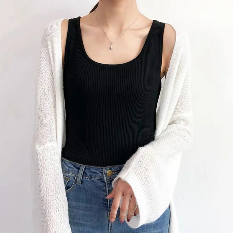 Women Cotton Ribbed Tank Top T-Shirt Sports Gym Fashion Casual Sleeveless Tee Plus Size Stretchy Blouse M30284