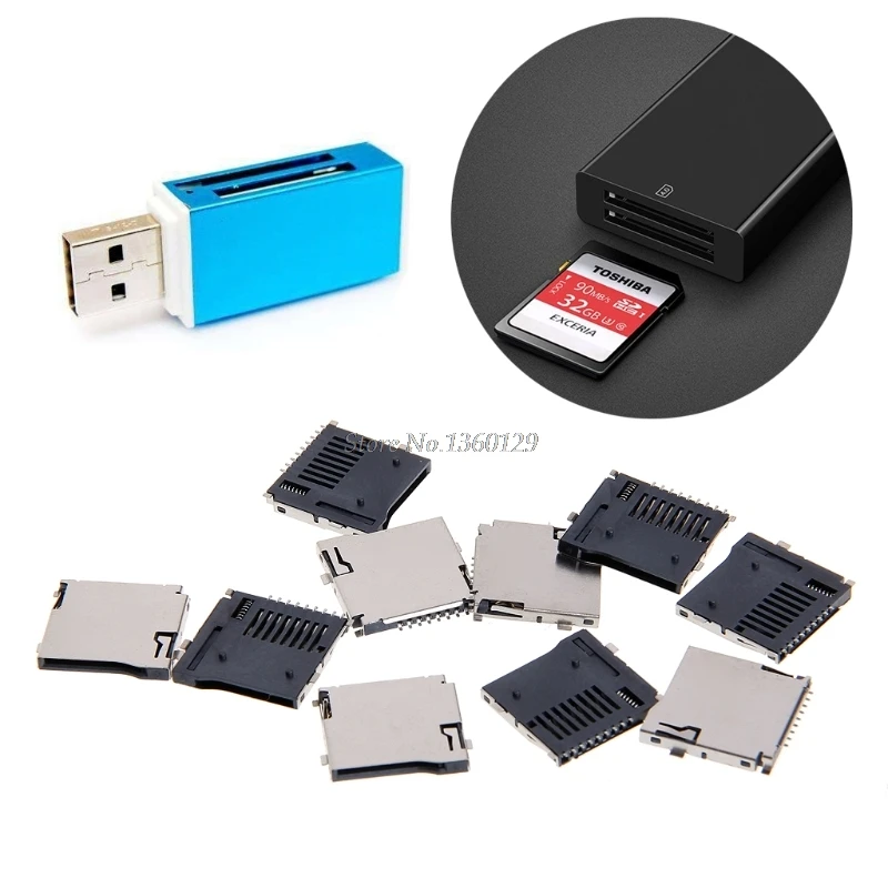 10PCS Push-Push Type TransFlash TF Micro SD Card Socket Adapter Automatic PCB Connector Wholesale&ampDropShip | Обустройство дома