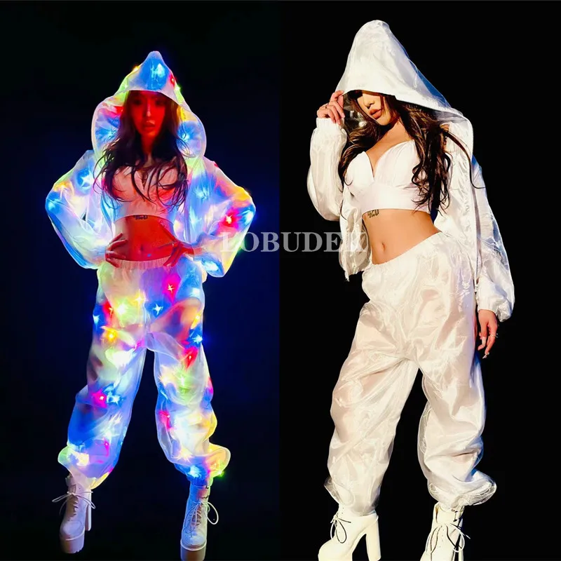 Танцевальная одежда с электронным освещением цветная светодиодная куртка