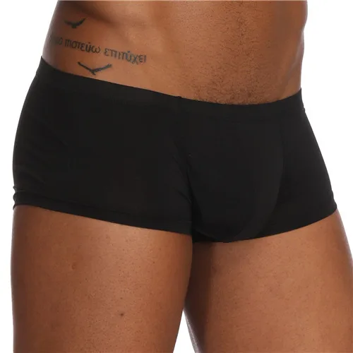 Ice silk black Jockmail, сексуальное мужское нижнее белье, боксеры, шорты, ледяной шелк, u-образный выпуклый мешочек, мужские трусы, cueca, боксеры, homme, слипы, Гей Нижнее белье - Цвет: Ice silk black