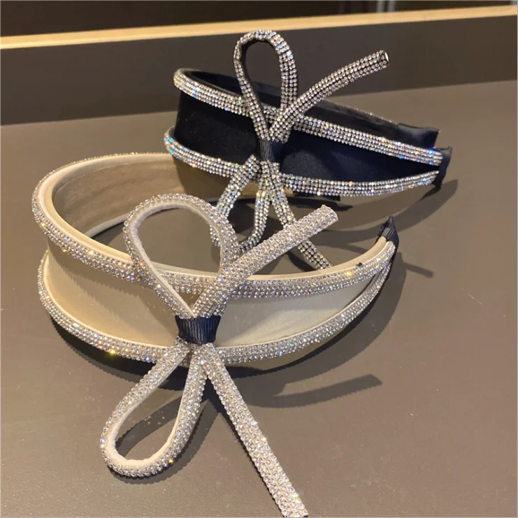 

Женские повязки для волос со стразами и бантом в стиле ретро модные темпераментные повязки на голову универсальные