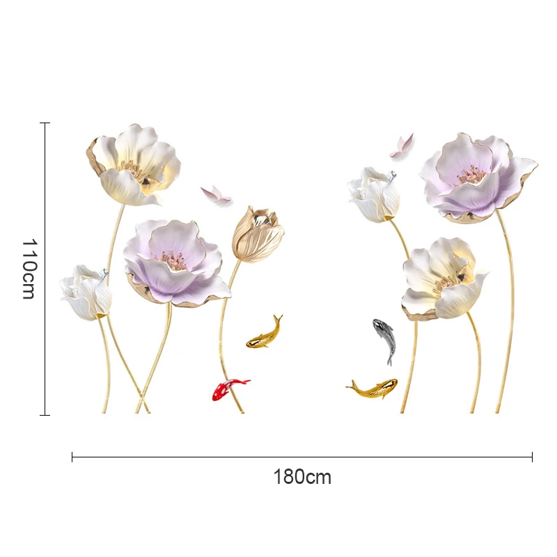 Большой тюльпан цветок бабочки наклейки на стену DIY спальня гостиная декор
