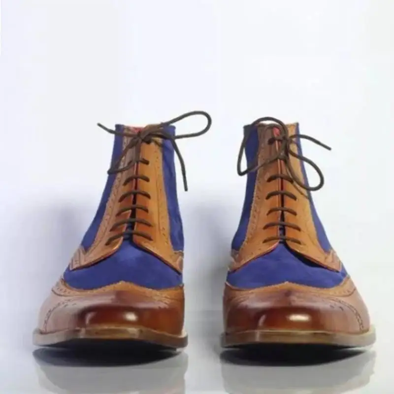 

Мужские ботинки челси из искусственной кожи, Элегантные Резные классические ботинки на шнуровке, Повседневная модная зимняя Боевая обувь, ...