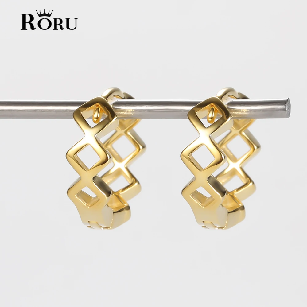 

S925 Hoop Earrings Sterling Silver Hollow Design Out Hoop Earrings Gold/Silver Color for Women Female Girls Jewelry Brincos Gift