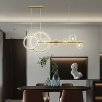 dining living room led chandelier black or gold modern simple glass ball pendant lamp restaurant bar coffee long hanging light