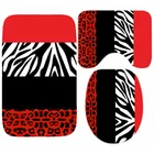 Модный красный Леопардовый декоративный коврик для ванной комнаты, ковер, набор из 3 предметов, Леопардовый цвет, Фотофон, Напольное сиденье для унитаза