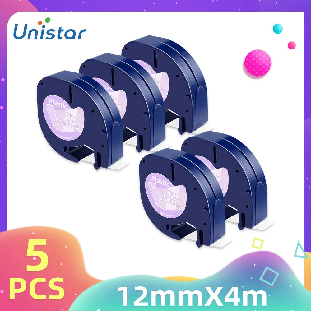 Unistar 5 шт. 12267 91201 совместимый с Dymo Letratag ленты для этикеток 12 мм Заправка Labelmaker