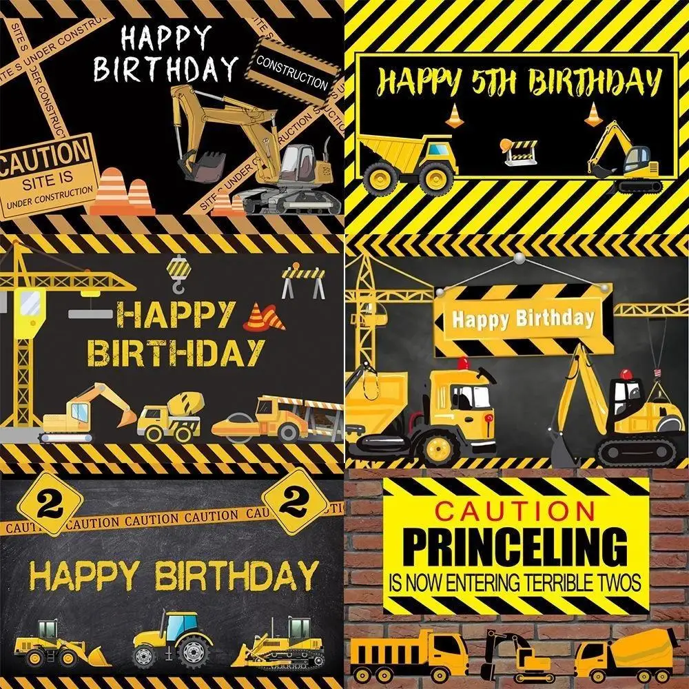 

Construction Theme Birthday Party Photography Backdrop Dump Truck Birthday Background Cake Table Boy Birthday Decorations