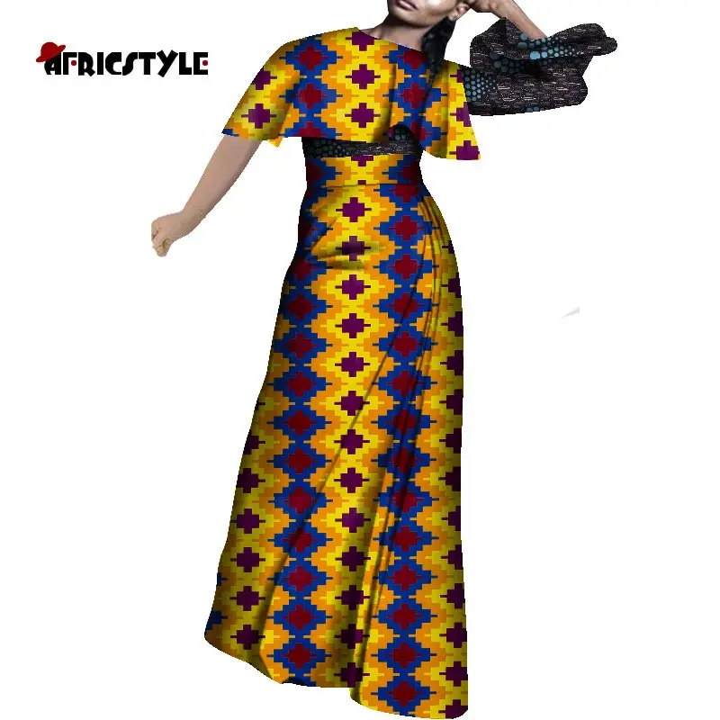 

2021 African Dinner Dresses for Women Elegant Gown Floral Printed Dashiki Dress Africa Traditional Formal Attire for Lady WY9069