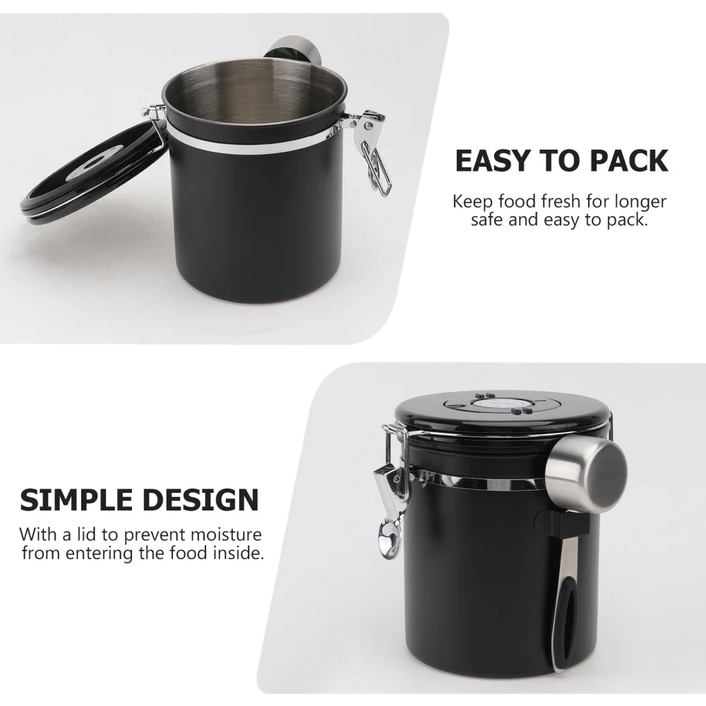 

1pc Coffee Bean Sealing Can Storage Jar Food Storage Container (Black)