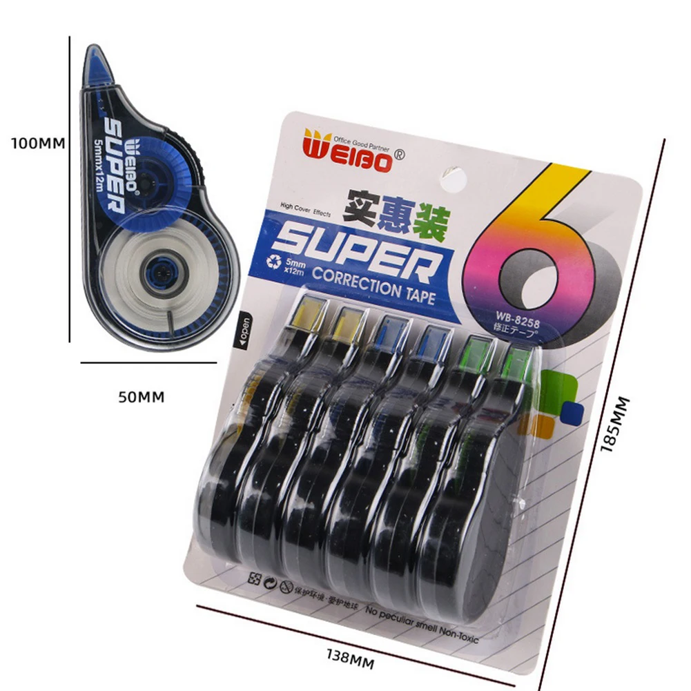 

6pcs/pack Correction Tape Roller White Sticker Tape For Student Error Eraser Tape School Office Supplies Stationery