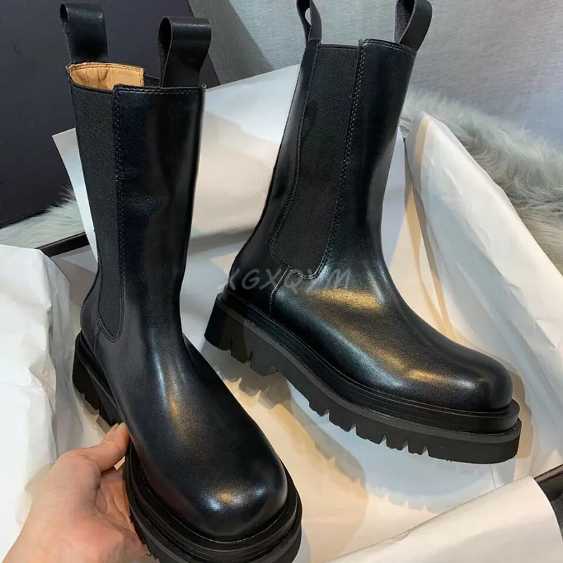 

Черные ботильоны, женские короткие ботинки, женские ботинки челси без застежек с круглым носком, обувь в британском стиле для отдыха на толс...