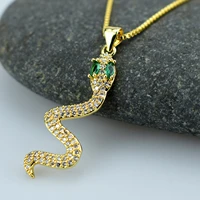 aaa cubic zircon snake pendant snake pendant necklace green eyes zirconia hip hop fashion jewelry dropshipping