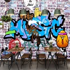 Пользовательские фото обои 3D Улица граффити кирпичные фрески Ресторан KTV бар Фоновые наклейки самоклеящиеся водонепроницаемые обои