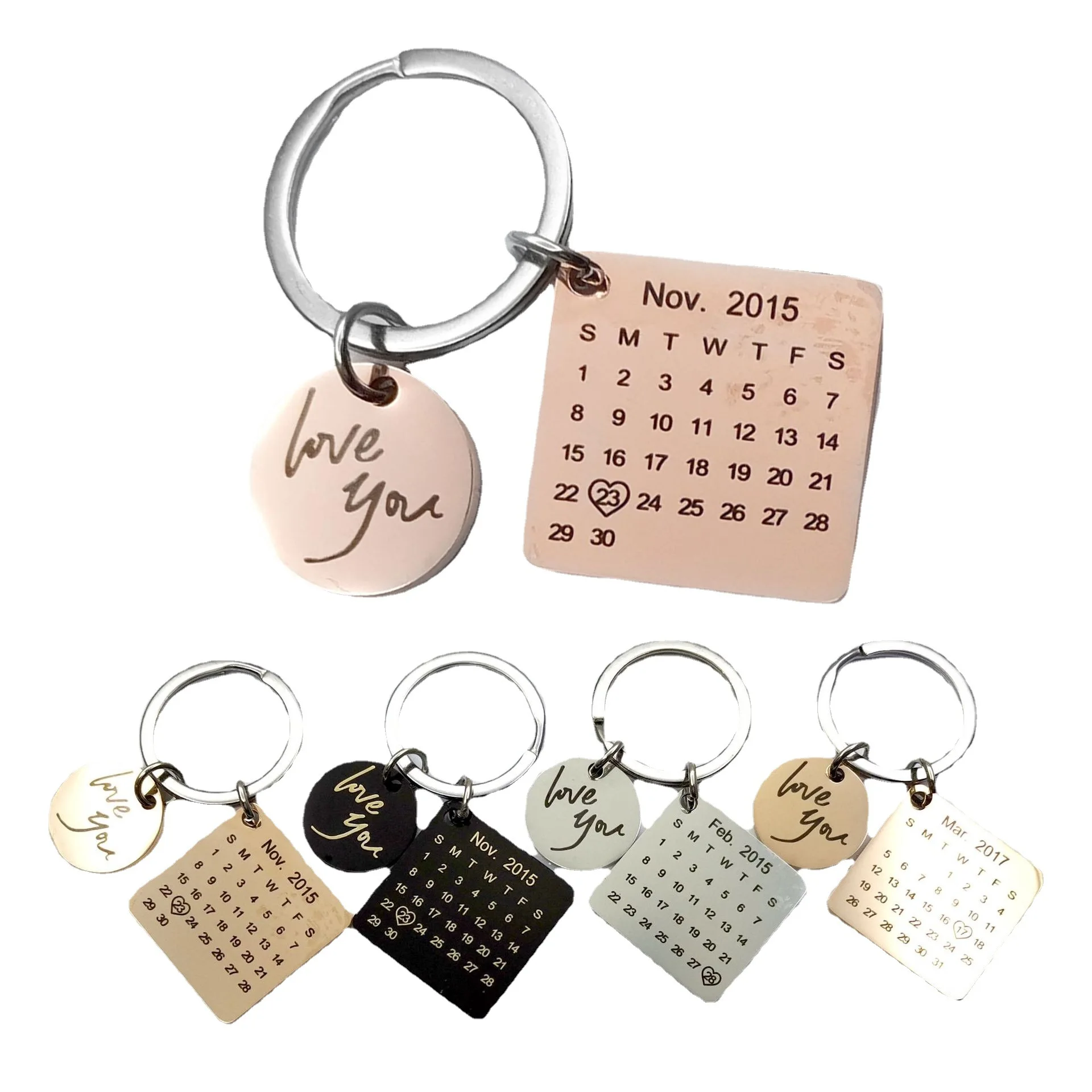 

Customized Birthday Calendar Keychain Personalized Engraved Creative Date Letter Name Keyring Car Bag Couple Anniversary Gift
