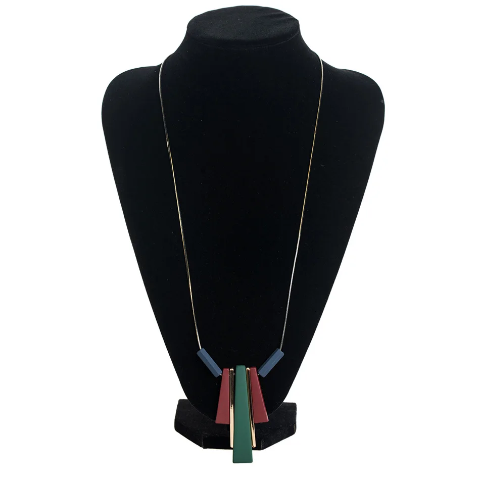 Match-Right Women Necklace Statement Long Necklaces& Pendants Wood Necklace For Women Jewelry YJZ-8006 - Окраска металла: green