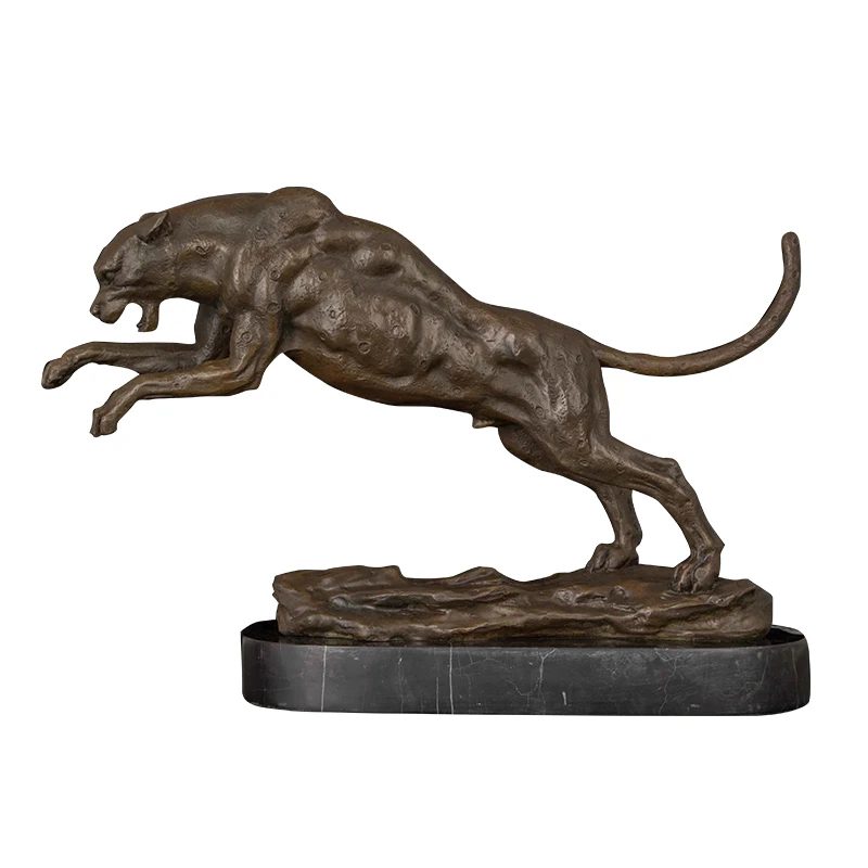 

ArtsHom DW-083 bronze leopard art Sculpture desk decorative bronze animal panther statue Figurines Business Gift