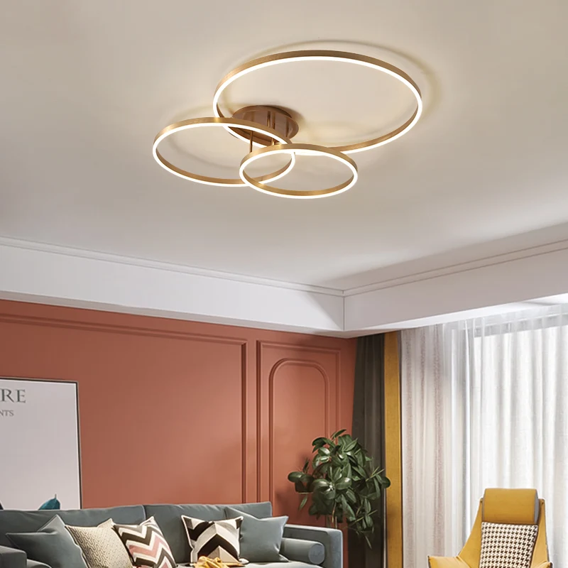 $36.82 Modern coffee Circle LED Ceiling Lamp for Bedroom Study Living Room Kitchen Indoor lighting Decoration Home Lights Fixtures