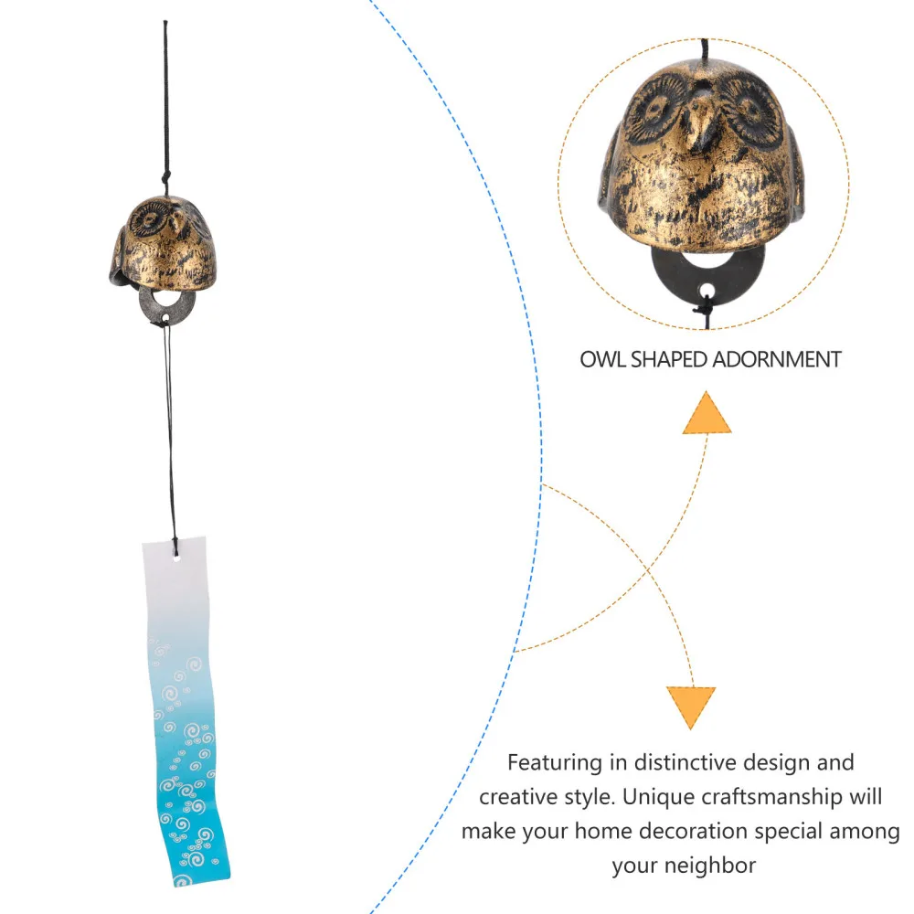 

1Pc Decorative Wind Chime Owl Shaped Wind-bell Household Temple Pendant (Bronze)