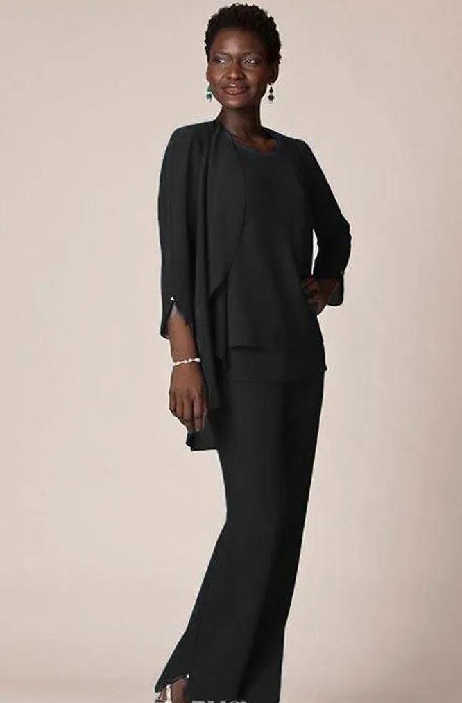 Серые шифоновые деловые брюки костюмы для матери Женская вечерняя одежда