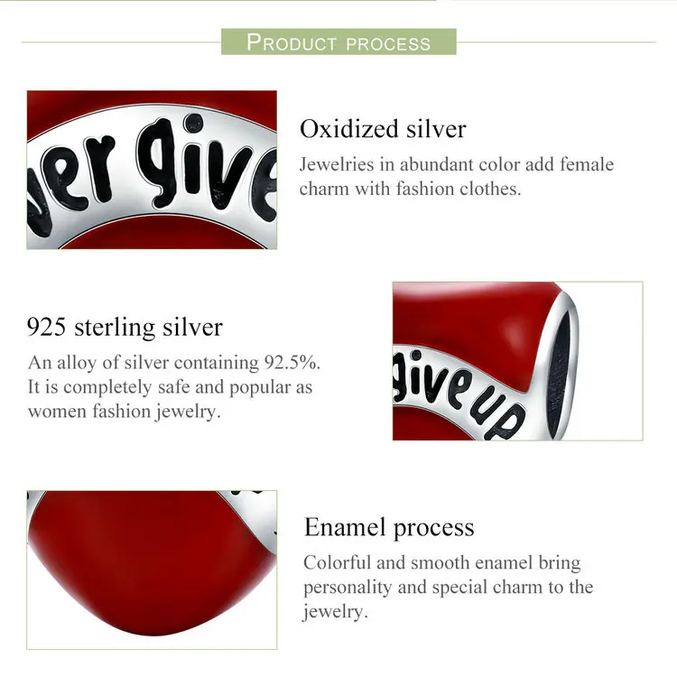 Подлинный 100% Стерлинговое Серебро 925 пробы Эмаль Шарм в форме сердца подходит