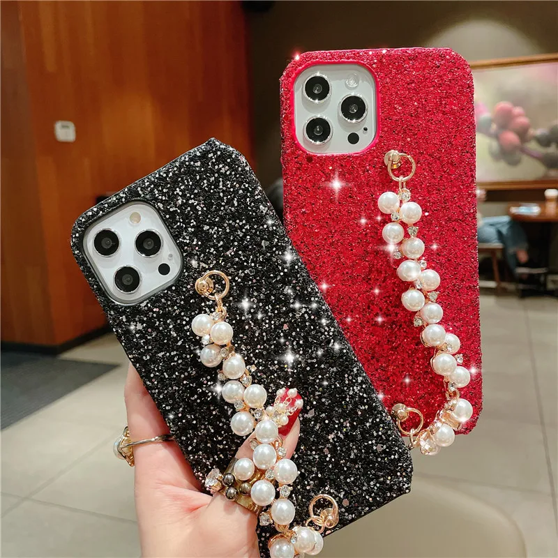 

For RedMi Note 9 9s 7 9A Pro Max For XiaoMi Mi CC9E 8 Fashion Bracelet Glitter Phone Cases Anti-fall Hard Shell Protective Cover