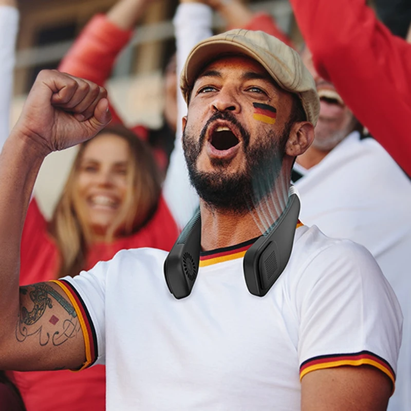 

Bladeless Neck Fan, 360Degree Cooling Hands Free Sports Fan, USB Mini Personal Fan, Headphone Design Air Cooler