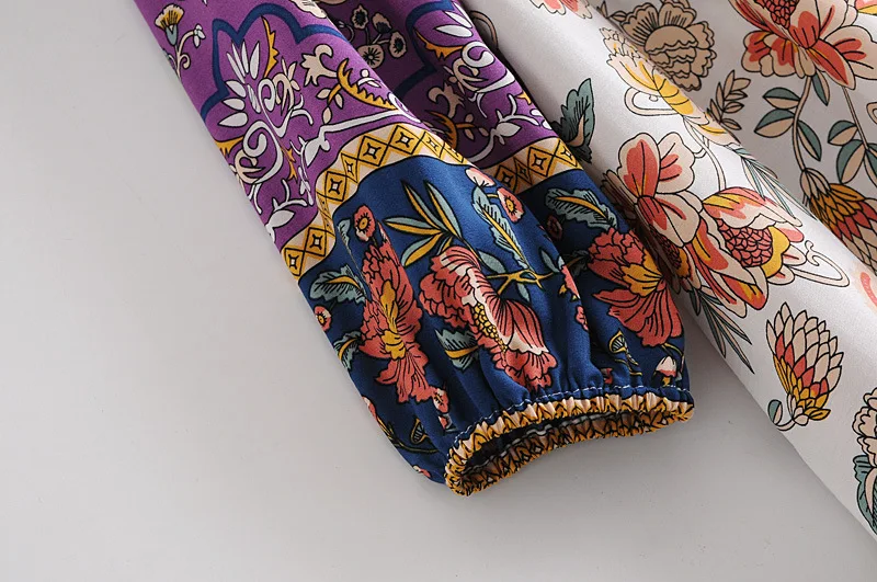 

European and American Women's Long-style Positioning Print Long-sleeved Dress