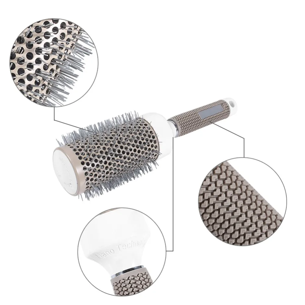 

MOONBIFFY Professional Hair Dressing Brushes Ceramic Iron Round Comb (19mm) 5 size Hair Styling Tool Hairbrush High Temperature