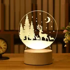 Рождественские украшения для дома, Рождественский олень, 3D акриловый USB-ночсветильник, рождественский подарок, новый год 2021, Декоративная гирлянда для дома