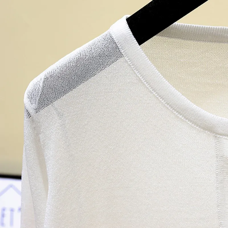 

Autumn Women's Knit Cardigan Coat O- Neck Long Sleeves Coat Casual Thin Transparent Solid Color Knitted Ladies Cardigans