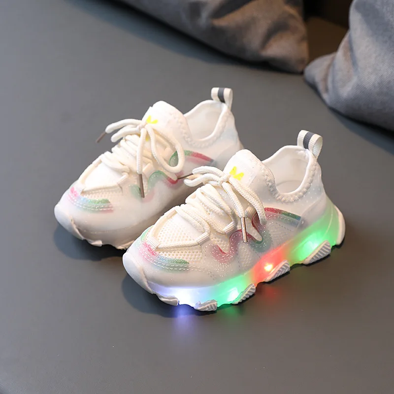 

Kids Sneakers Baby Girls Boys Toddler Children Shoes Casual Mesh Glowing LED Light Luminous Sports Running Shoes Sneakers