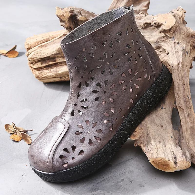

Cylinder Head 2019 Cool Out Genuine Leather Women's Boots Woman Hollow heel Sandals