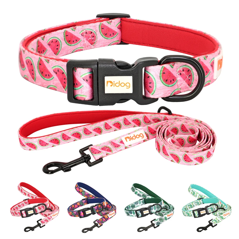 

Print Dog Collar and Leash Set Nylon Cat Collars Adjustable Pet Necklace Lead For Small Medium Dogs Chihuahua Dog Accessories