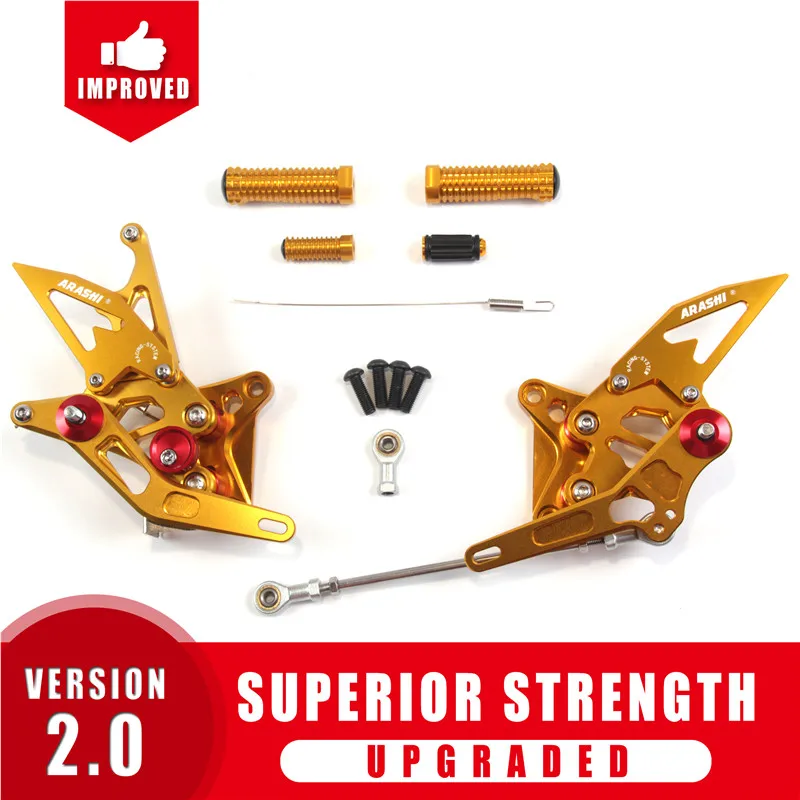 Араши для SUZUKI GSXR1300 Hayabusa 1999-2007 Rearset Регулируемые подножки 2000 2001 2002 2003 2004 2005 2006 с ЧПУ - Цвет: Gold