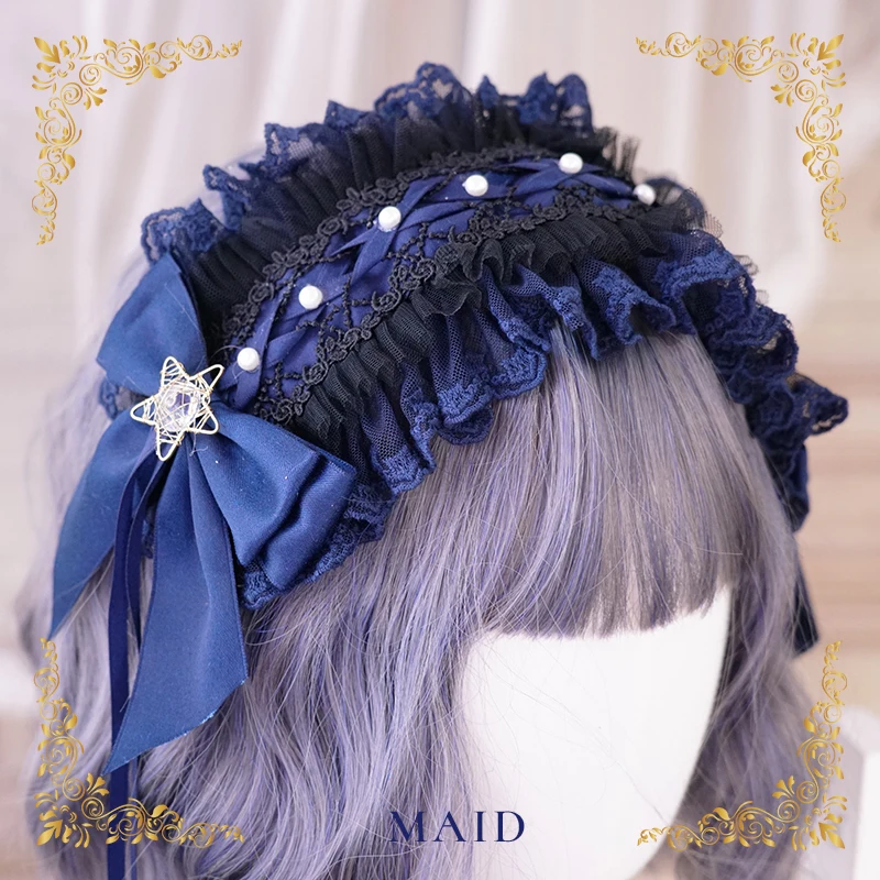 

Оригинальный волшебный Фиолетовый Синий головной убор ручной работы в стиле "Лолита" ободок для волос с боковым зажимом повязка на шею нару...