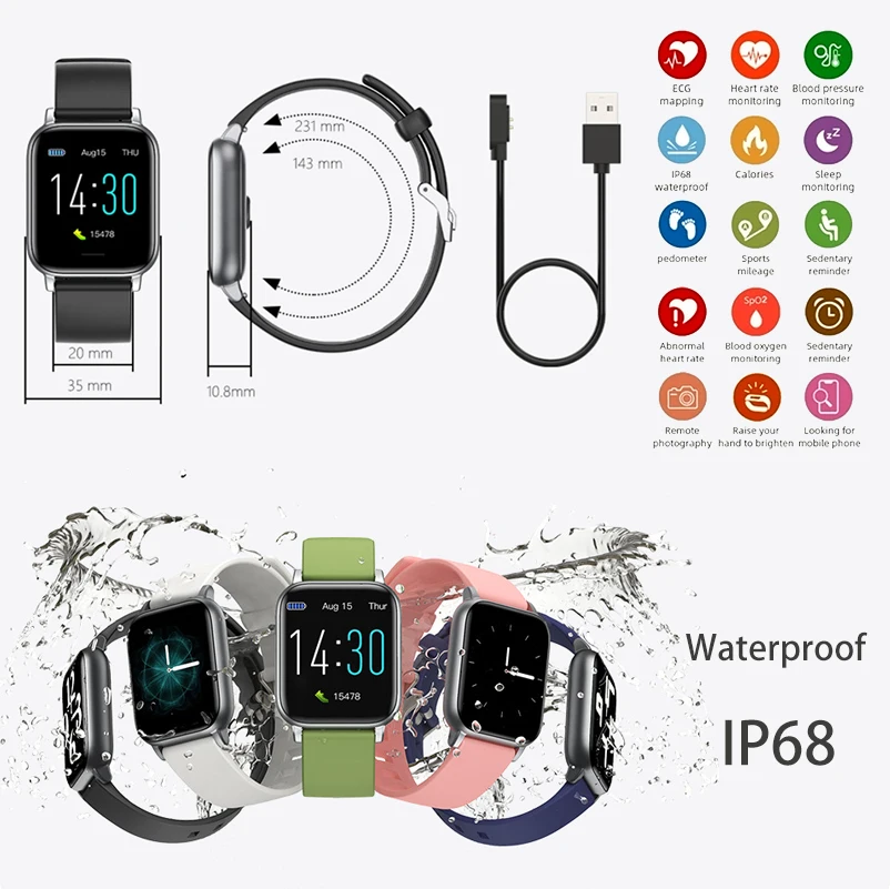 

S50 Smartwatch Men Full Touch Multi-Sport Mode Women Heart Rate Monitor Fitness Tracker Blood Pressure Smart Watch 57600 Pixel