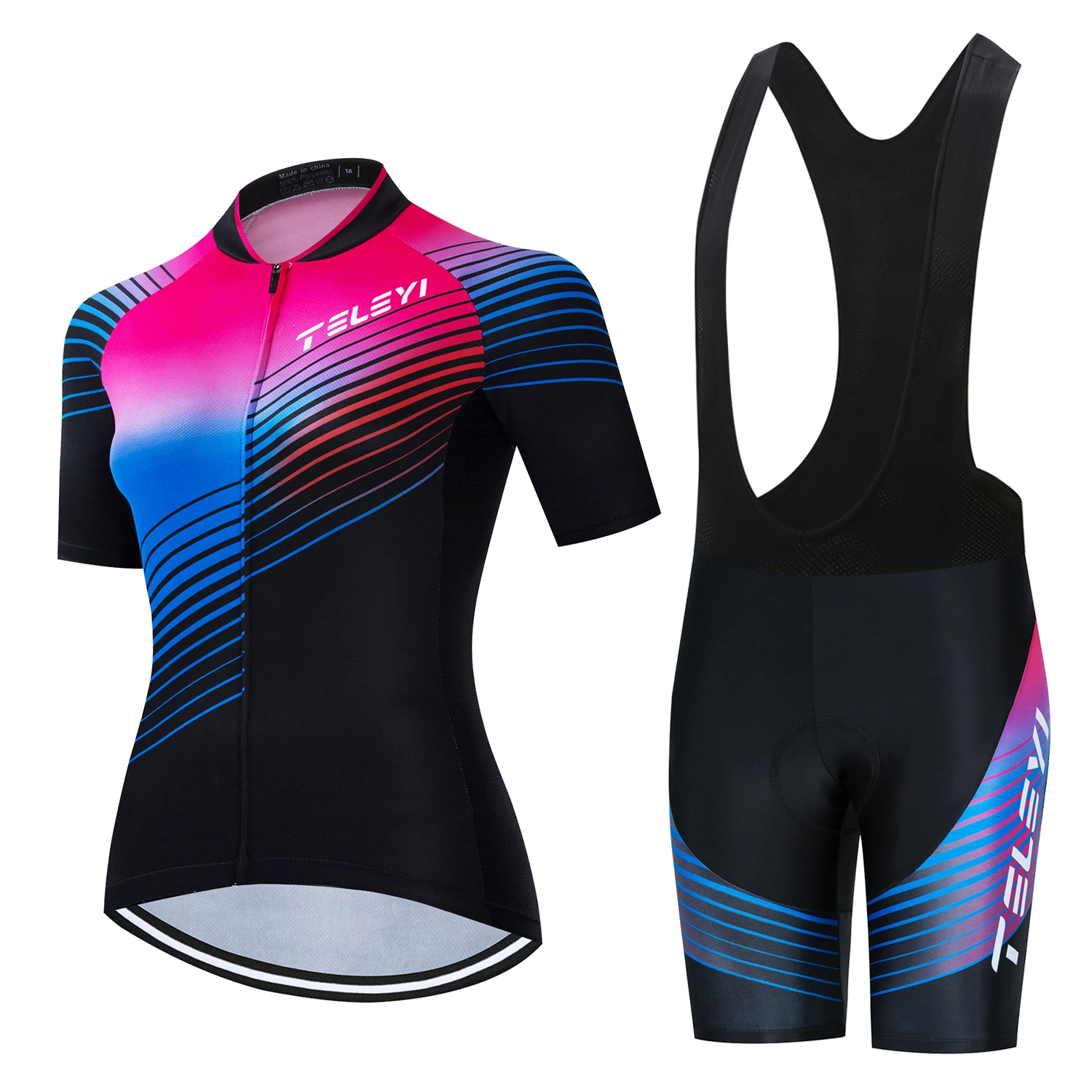 

TELEYI girl Clothing Cycling Clothes kits Summer Women short sleeve bib shorts Quick-dry MTB mujer maillot ciclismo female set