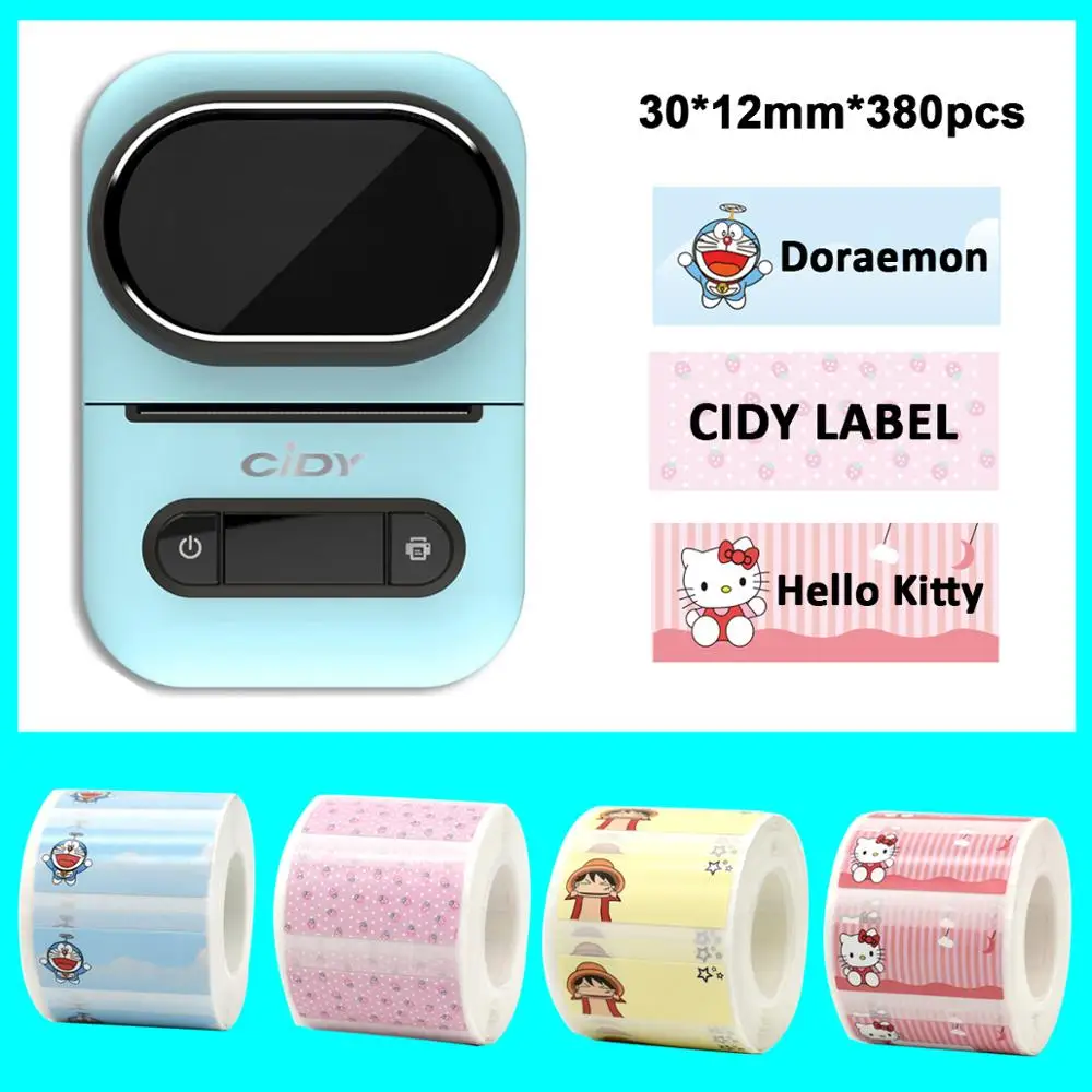 Синий EQ11 с цветной бумажной стикером карманный Bluetooth портативный термопринтер