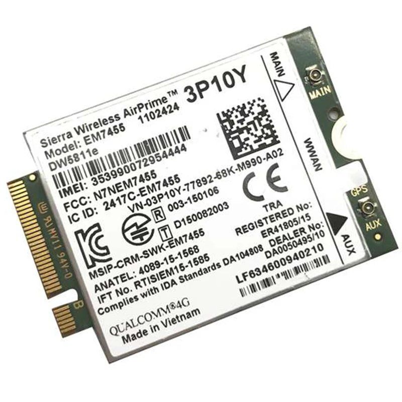 Sierra Wireless Airprime EM7455 DW5811E 3P10Y CAT6 4G модуль для DELL E7270 E7470 E7370 E5570 E5470 беспроводной