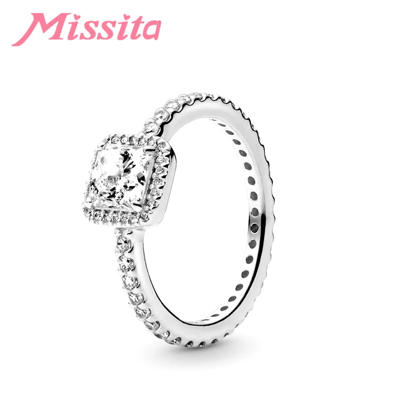 MISSITA 2019 новые серебряные цветные Квадратные Кольца для пальцев прозрачный