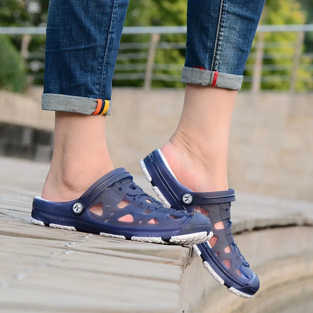

Men's summer walk breathable casual outdoor non-slip beach fashion slippers comfortable hole shoes slippers 2019 #G4