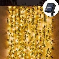 2510m solar powered green leaf vine string light artificial ivy hanging garland for home garden office wedding wall decor