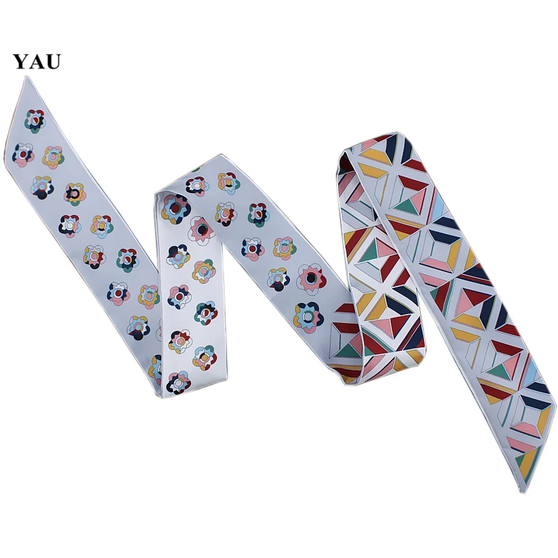 

120 см * 5 см шелковые женские шарфы маленький длинный маленький цветочный куб со стразами модный роскошный брендовый шарф женские ленты галстук