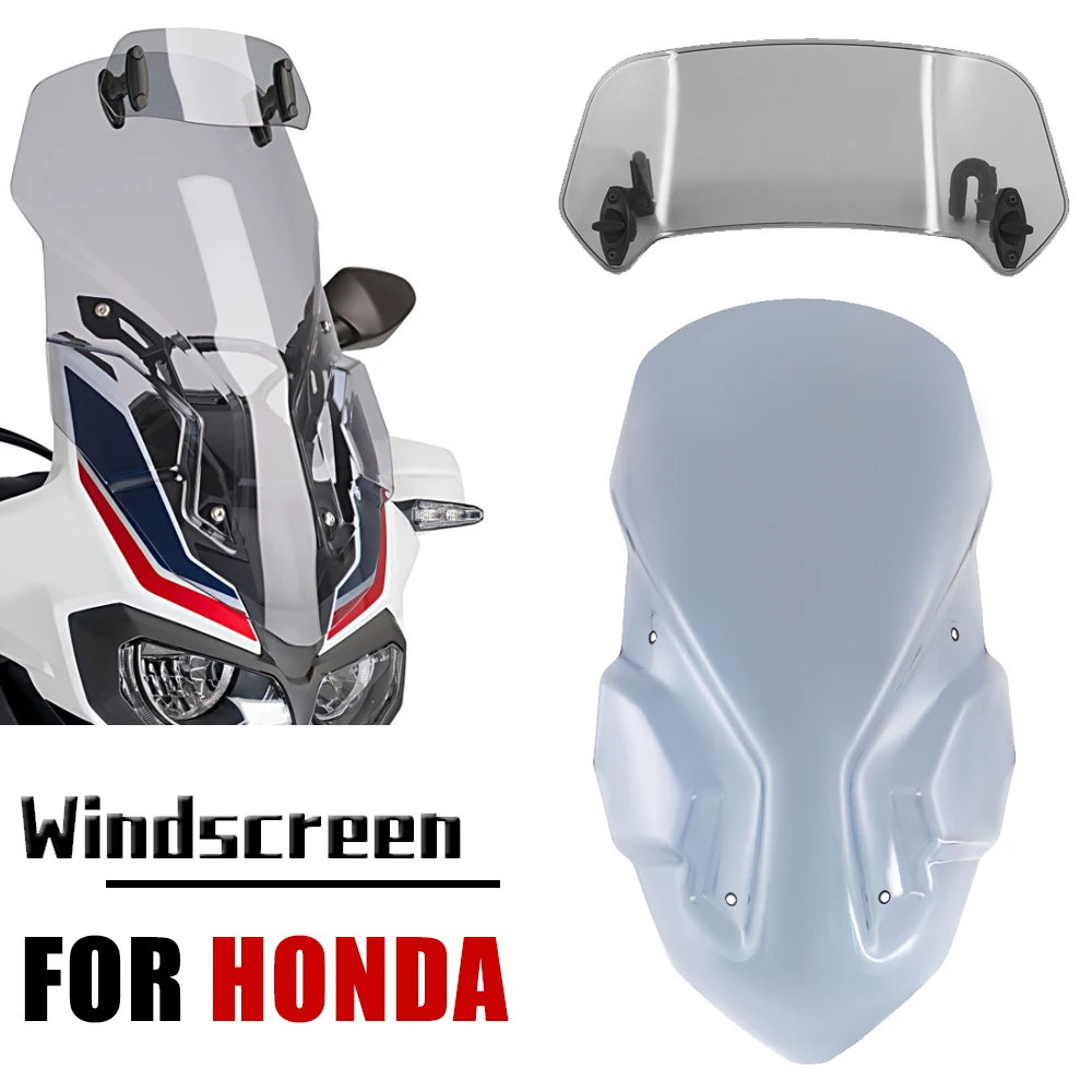 

Motorcycle ABS Fairing Wind Deflector Windshield With Clamp-On Variable Windscreen Spoiler Extension For Honda CRF1000L 2016-19